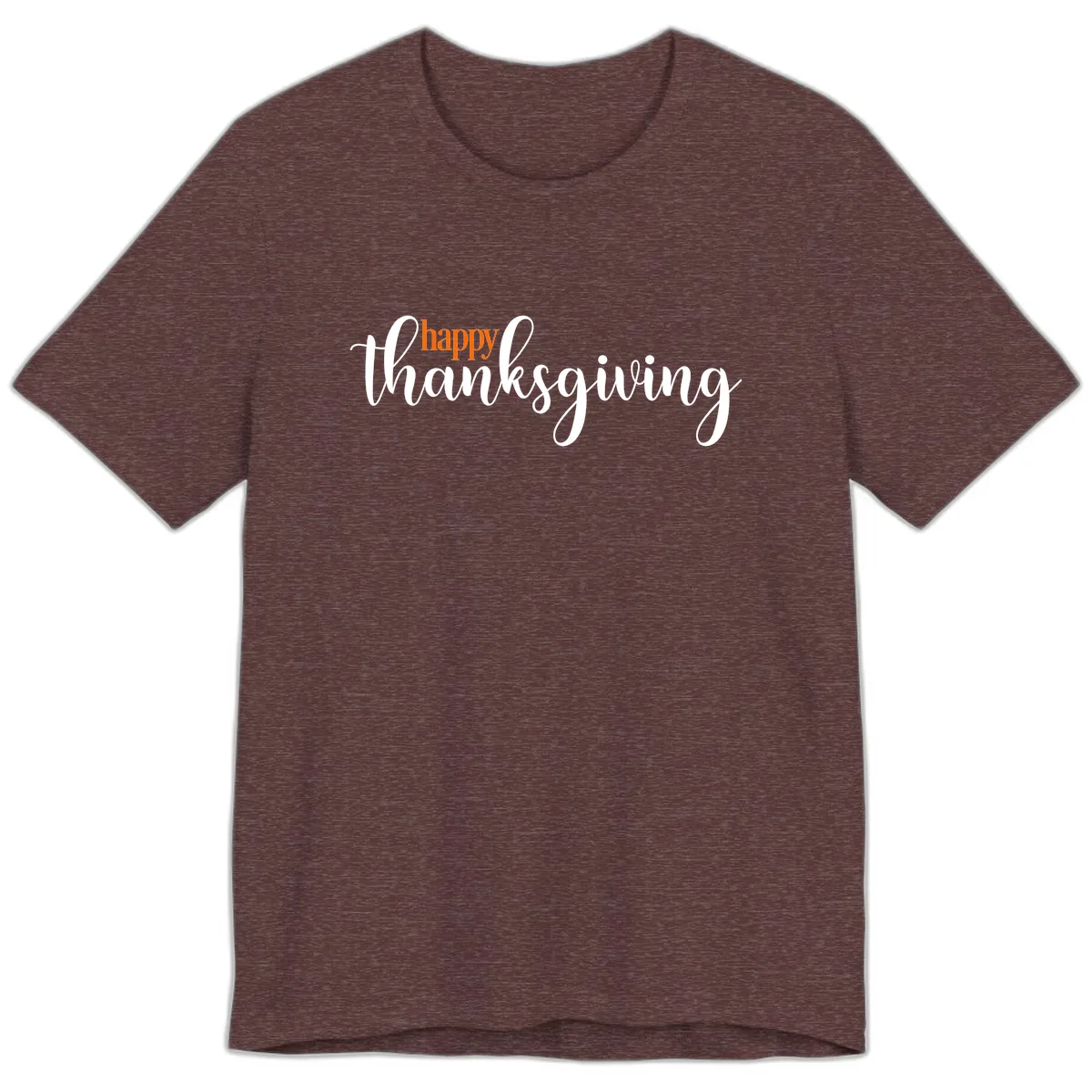 Happy Thanksgiving Script Design Premium T-Shirt in Heather Maroon