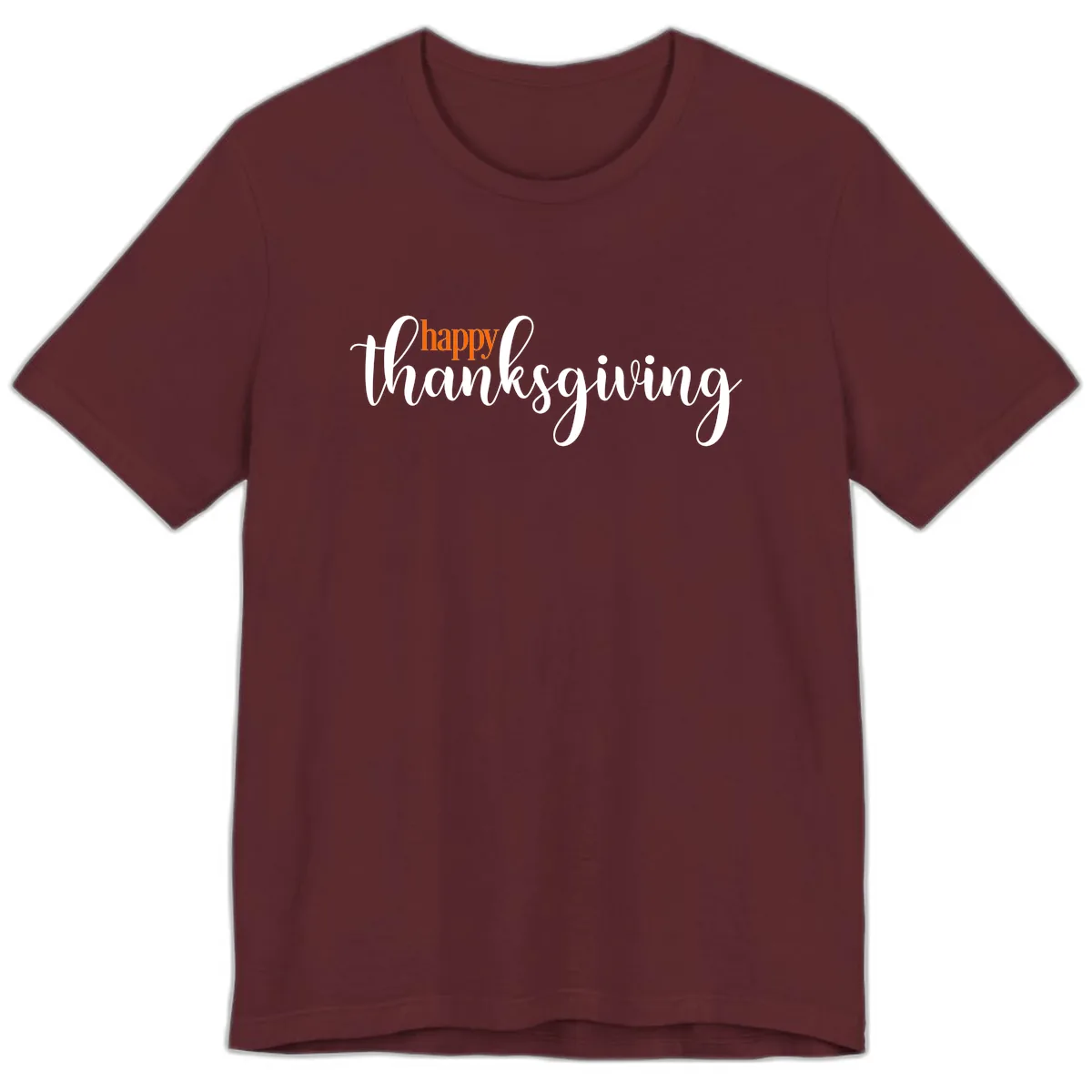 Happy Thanksgiving Script Design Premium T-Shirt in Maroon