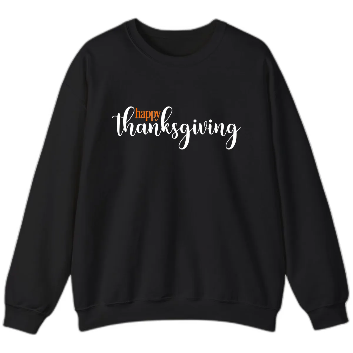 Happy Thanksgiving Script Design Sweatshirt in Black