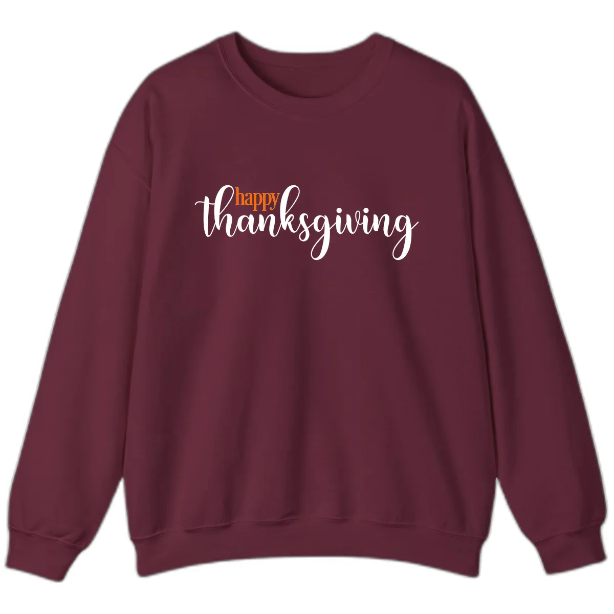 Happy Thanksgiving Script Design Sweatshirt in Maroon
