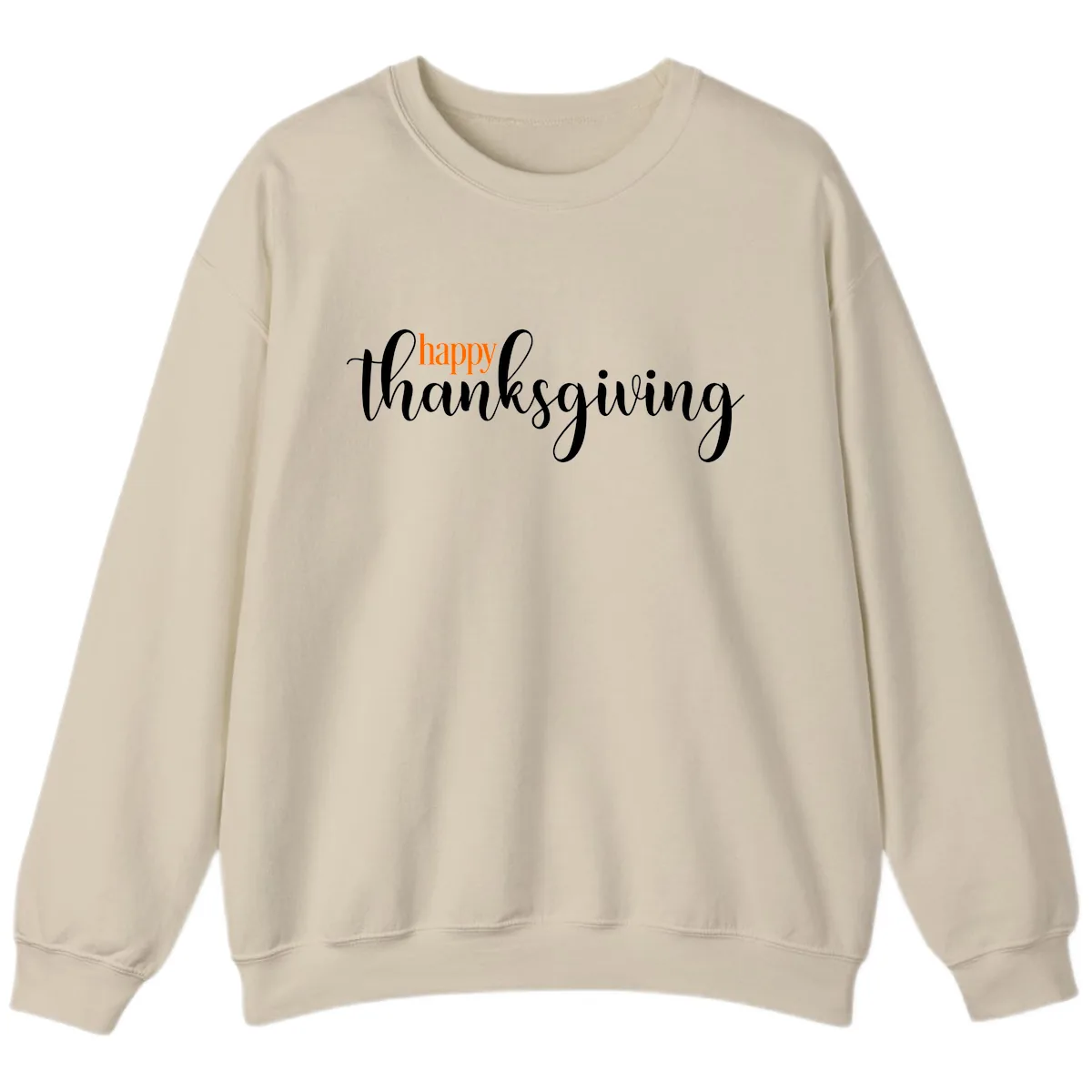 Happy Thanksgiving Script Design Sweatshirt in Sand