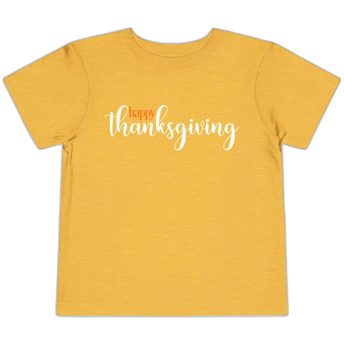 Happy Thanksgiving Script Design Toddler T-Shirt in Heather Yellow Gold