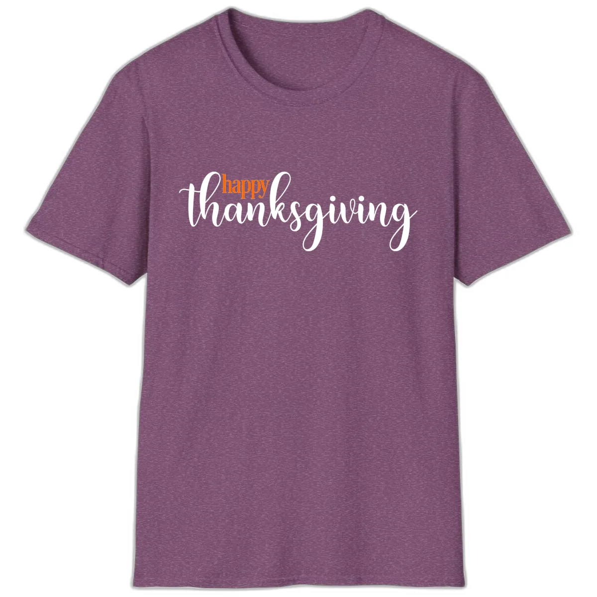 Happy Thanksgiving Script Design T-Shirt in Heather Maroon