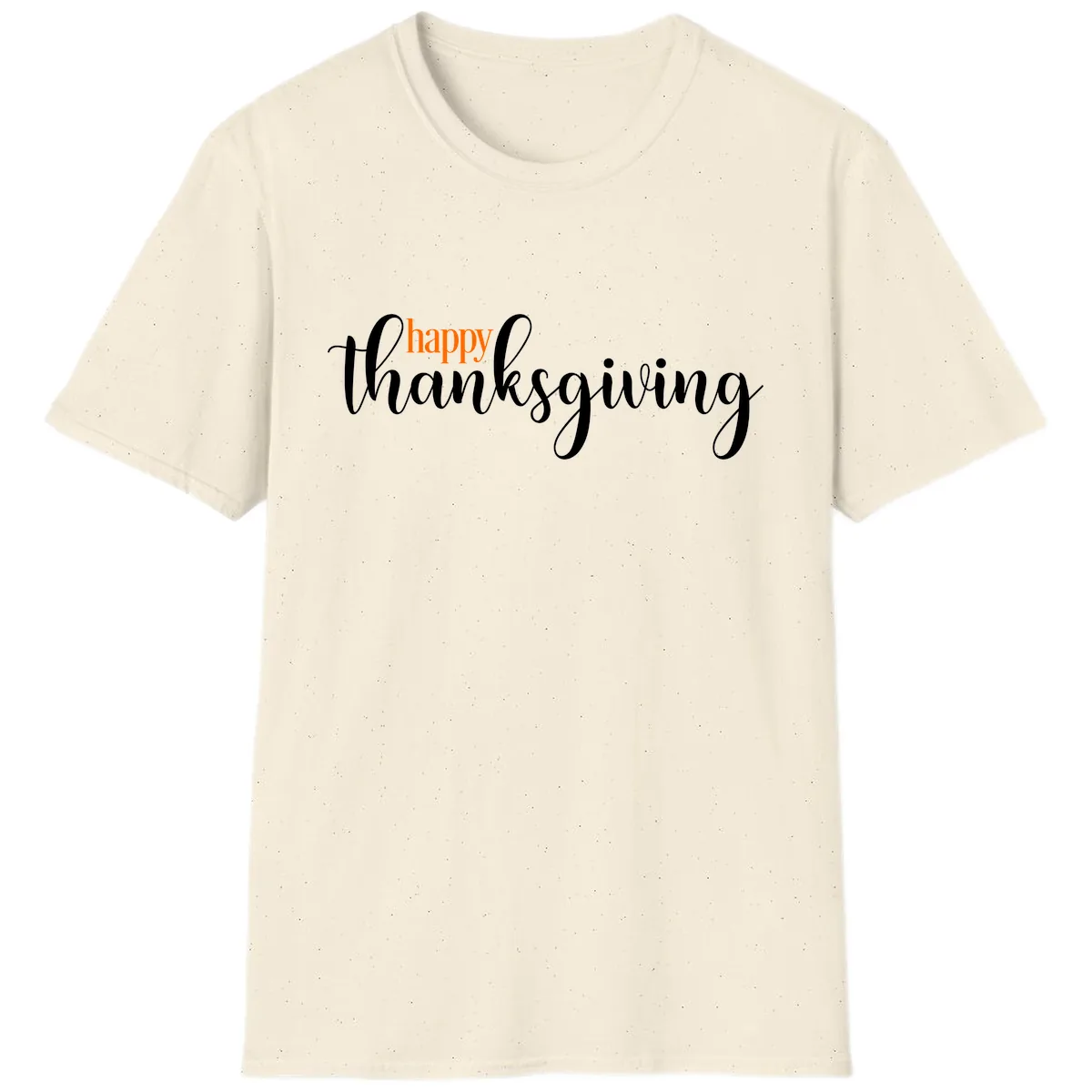 Happy Thanksgiving Script Design T-Shirt in Natural