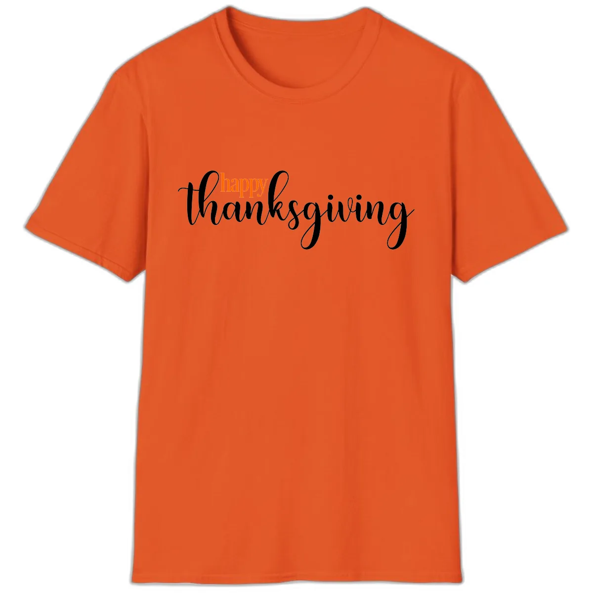 Happy Thanksgiving Script Design T-Shirt in Orange