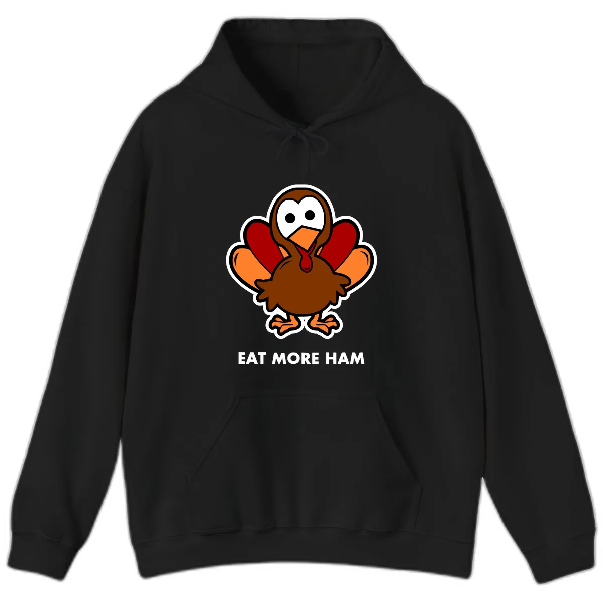 Eat More Ham Turkey Design Hoodie in Black
