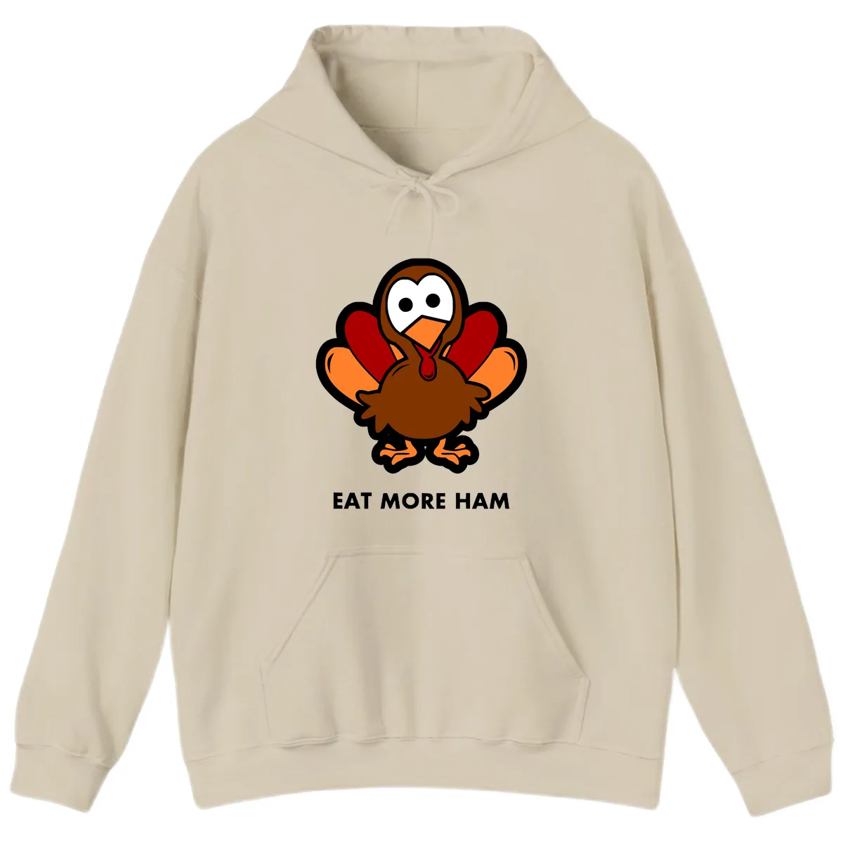 Eat More Ham Turkey Design Hoodie in Sand
