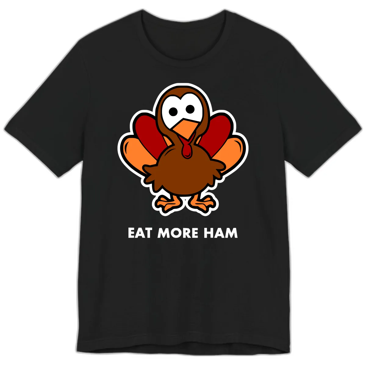 Eat More Ham Turkey Design Premium T-Shirt in Black