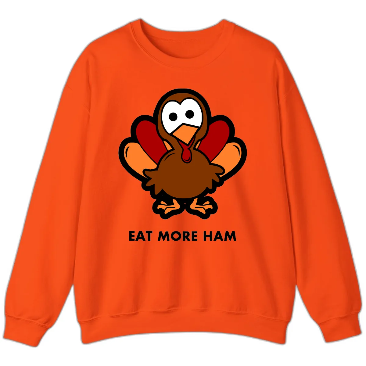 Eat More Ham Turkey Design Sweatshirt in Orange