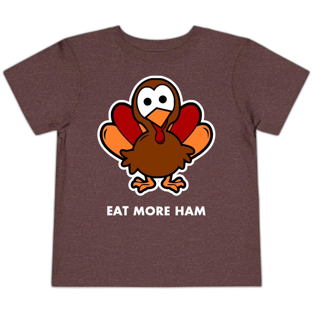 Eat More Ham Turkey Design Toddler T-Shirt in Heather Maroon