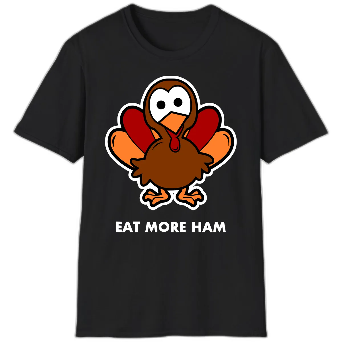 Eat More Ham Turkey Design T-Shirt in Black