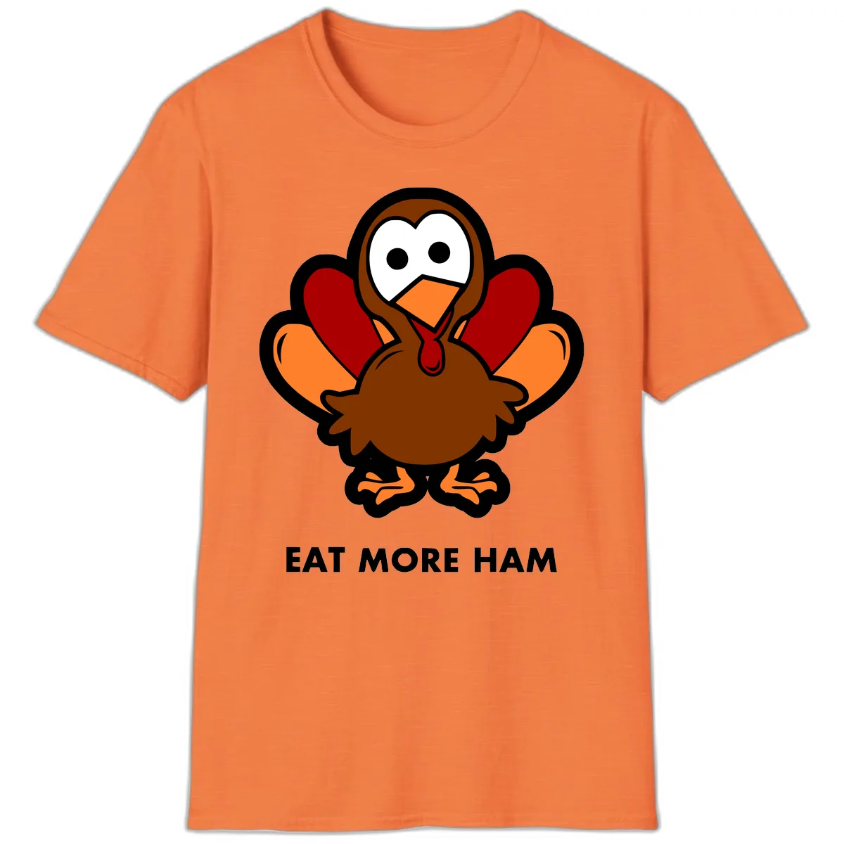 Eat More Ham Turkey Design T-Shirt in Heather Orange