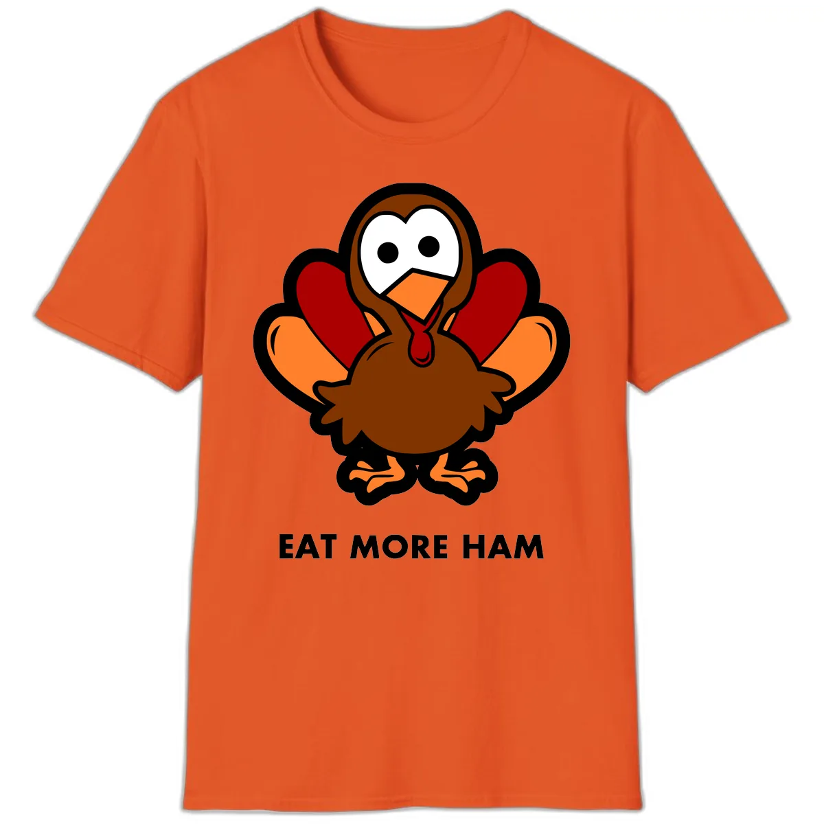 Eat More Ham Turkey Design T-Shirt in Orange