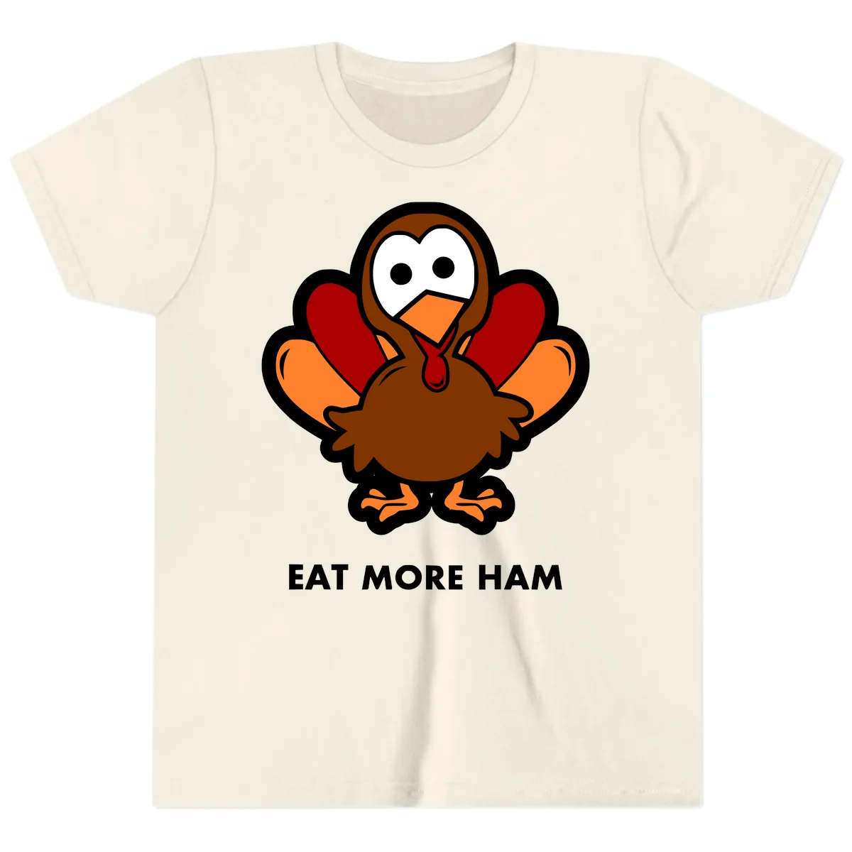 Eat More Ham Turkey Design Youth T-Shirt in Natural