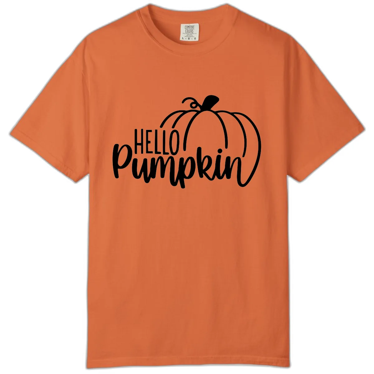 Hello Pumpkin Typography Design Comfort Color in Burnt Orange