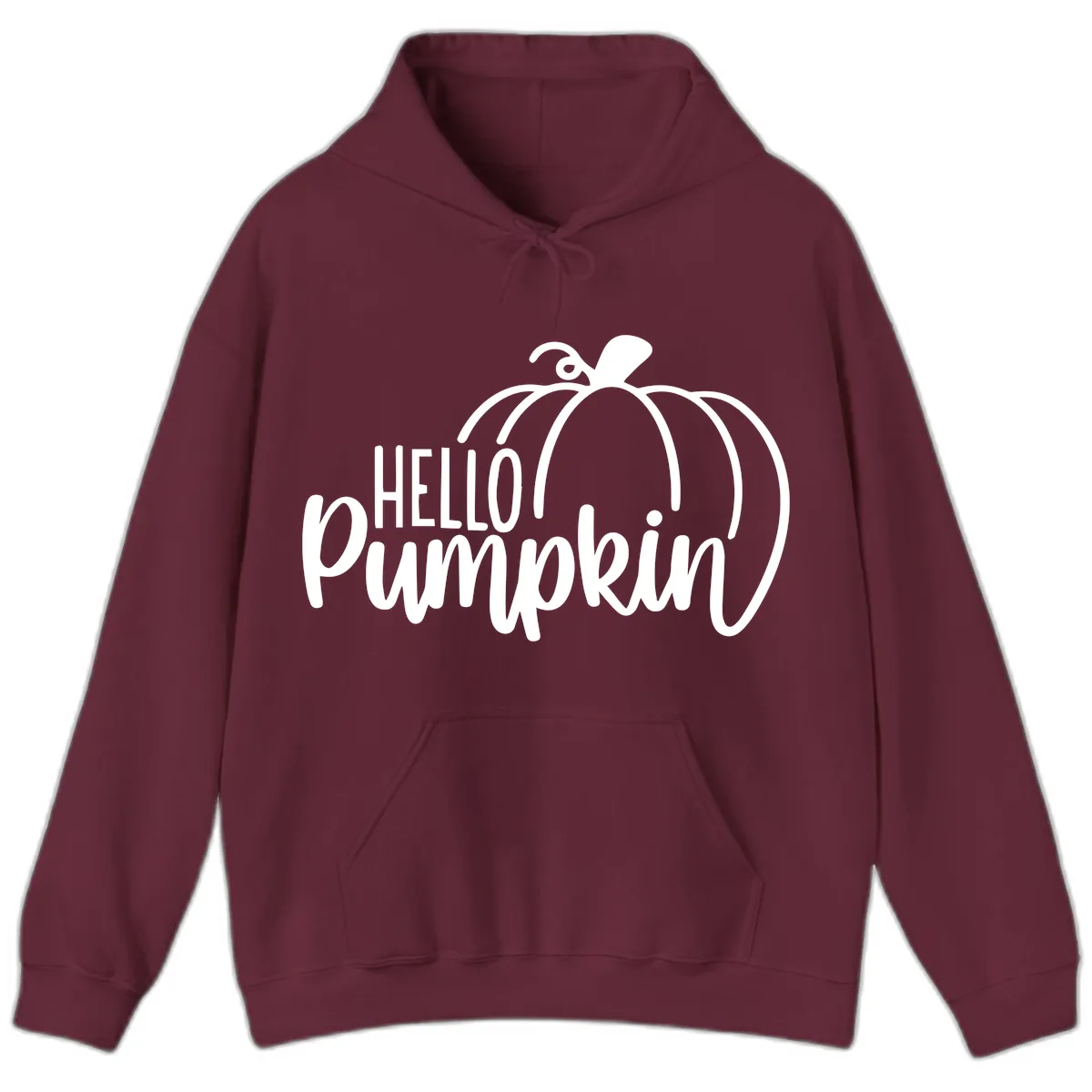 Hello Pumpkin Typography Design Hoodie in Maroon