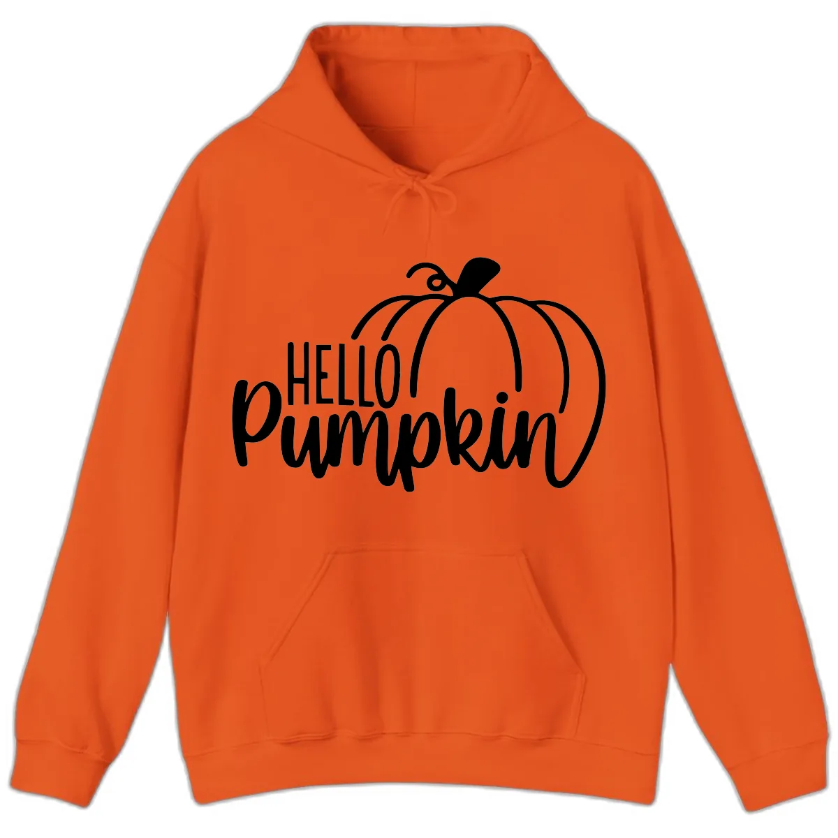 Hello Pumpkin Typography Design Hoodie in Orange