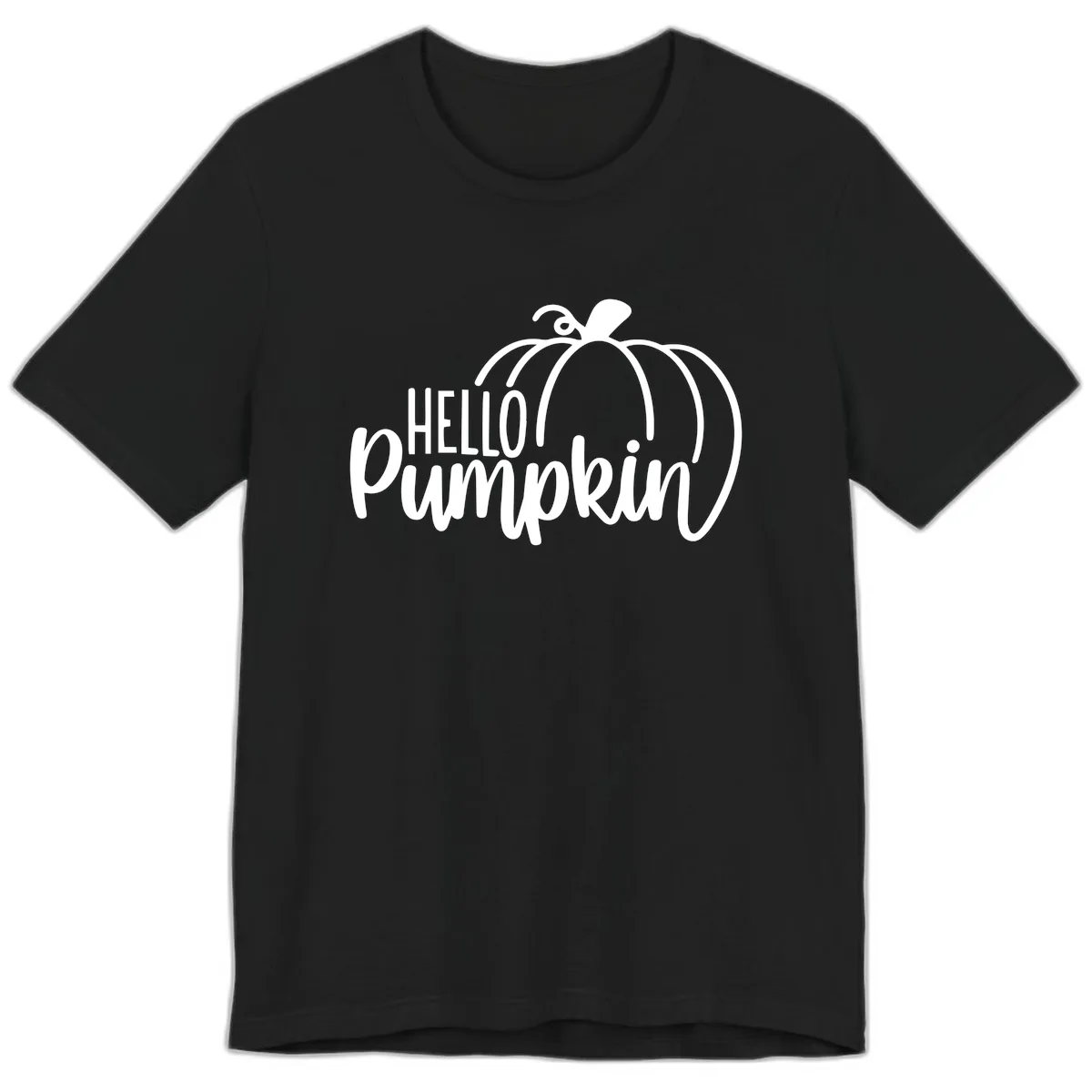 Hello Pumpkin Typography Design Premium T-Shirt in Black