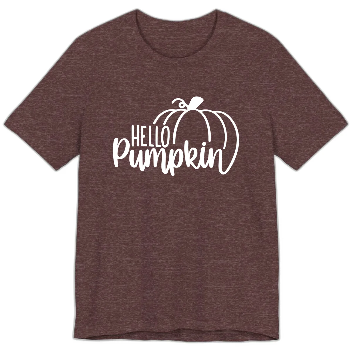 Hello Pumpkin Typography Design Premium T-Shirt in Heather Maroon