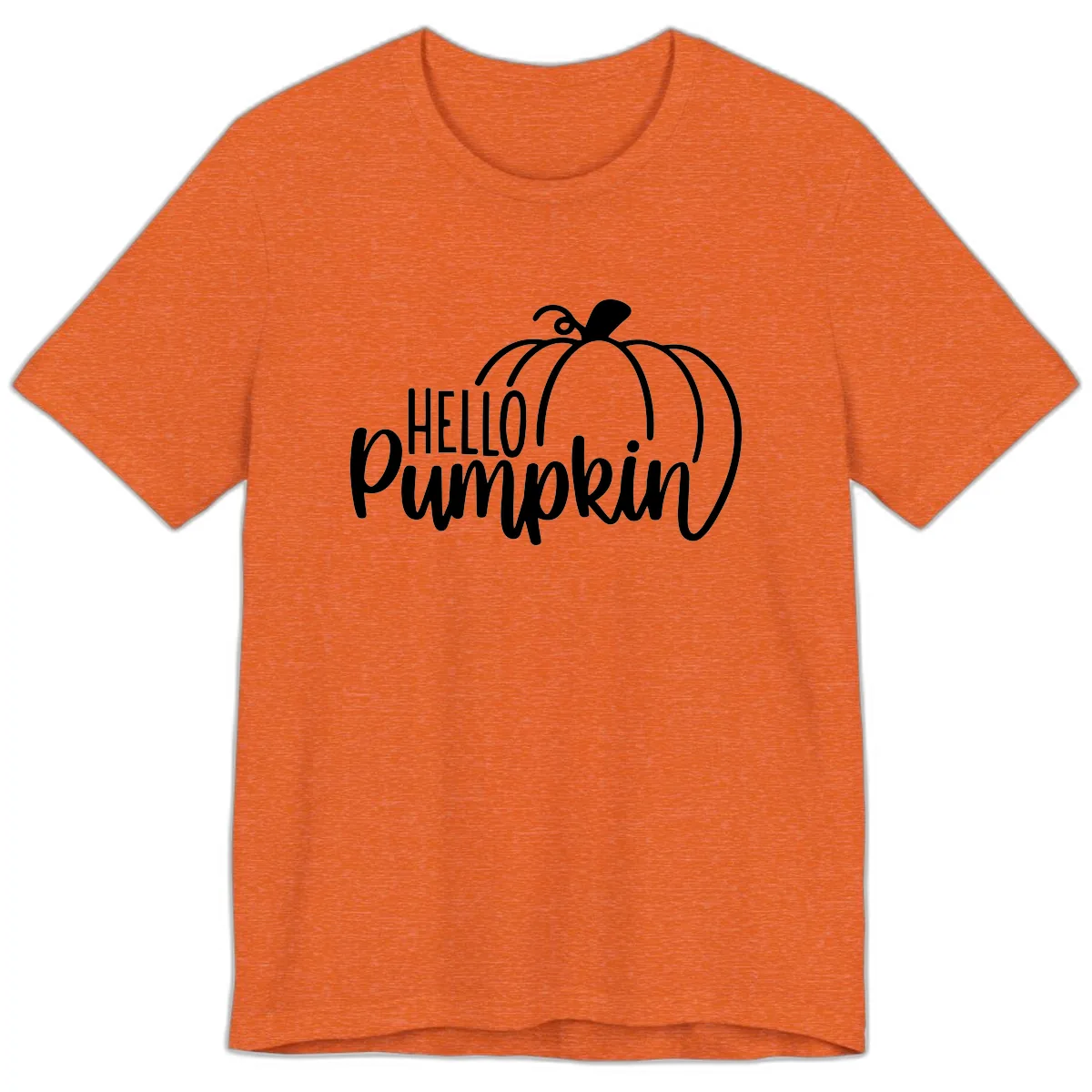 Hello Pumpkin Typography Design Premium T-Shirt in Heather Orange
