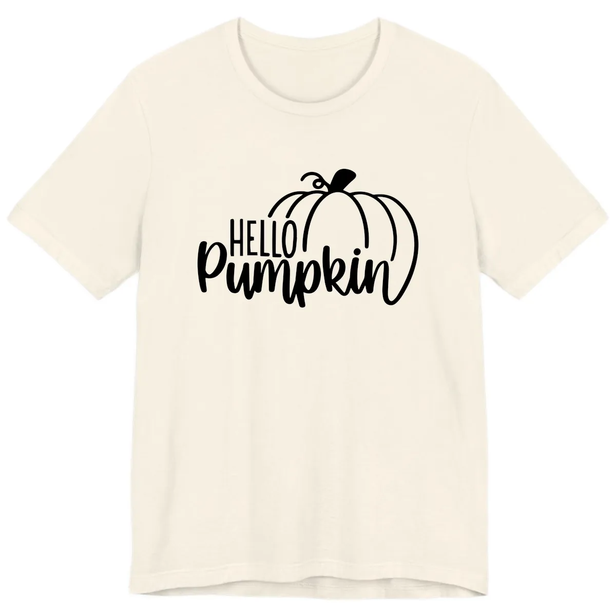 Hello Pumpkin Typography Design Premium T-Shirt in Natural