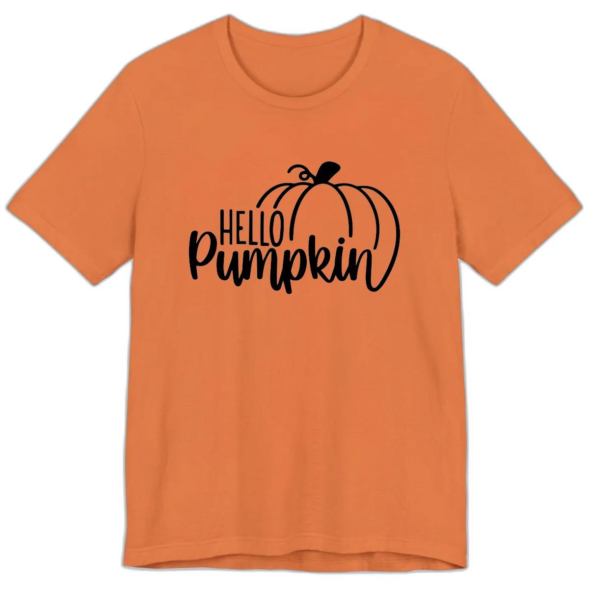 Hello Pumpkin Typography Design Premium T-Shirt in Burnt Orange