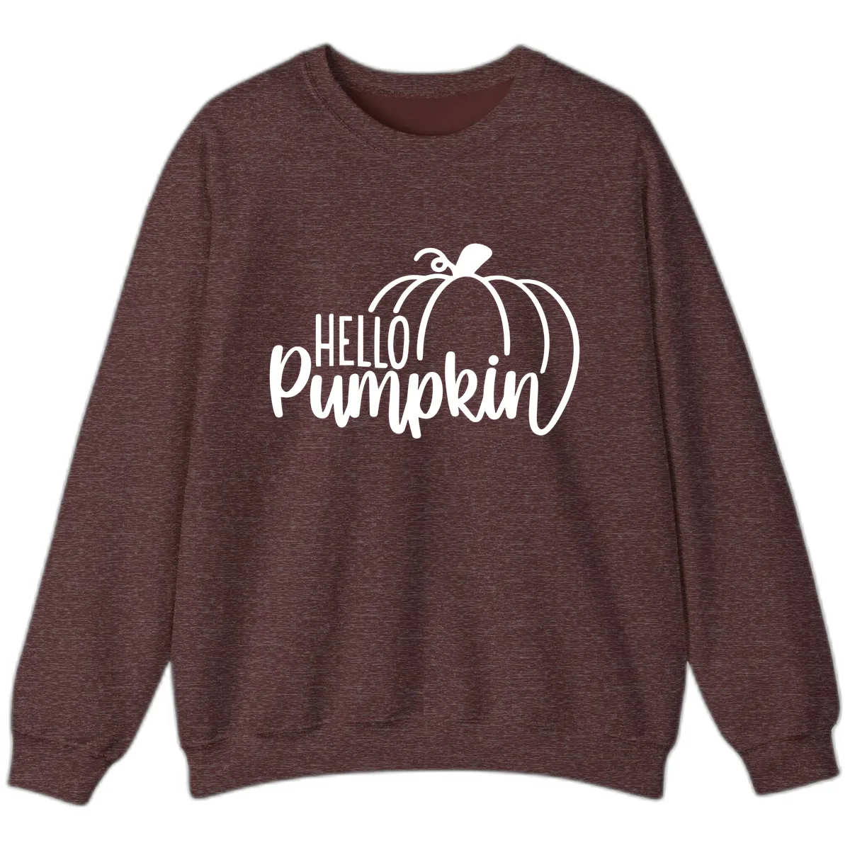 Hello Pumpkin Typography Design Sweatshirt in Heather Sport Dark Maroon