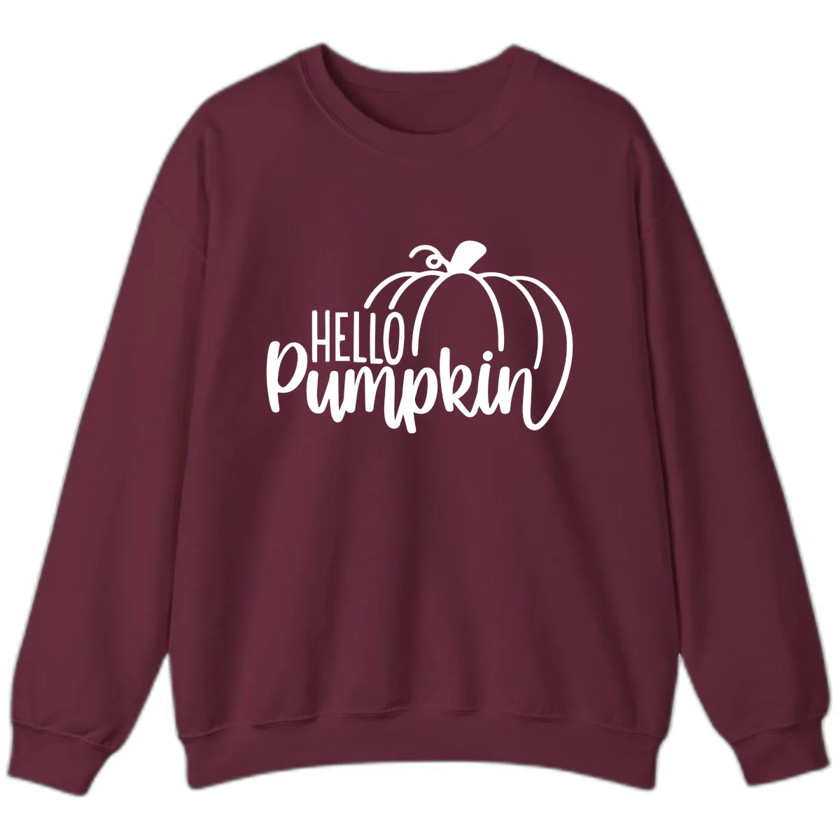 Hello Pumpkin Typography Design Sweatshirt in Maroon
