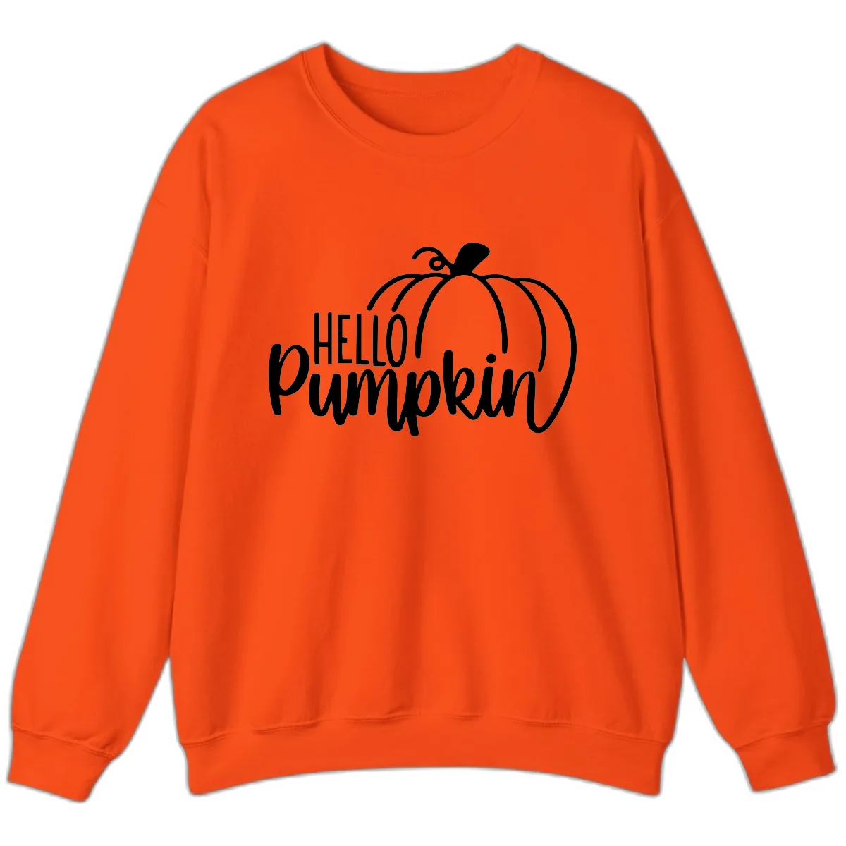Hello Pumpkin Typography Design Sweatshirt in Orange
