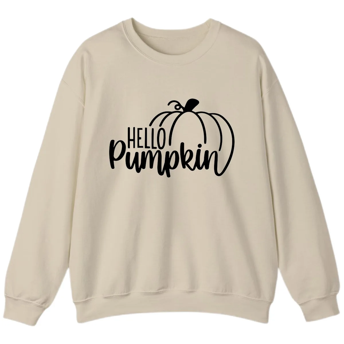 Hello Pumpkin Typography Design Sweatshirt in Sand