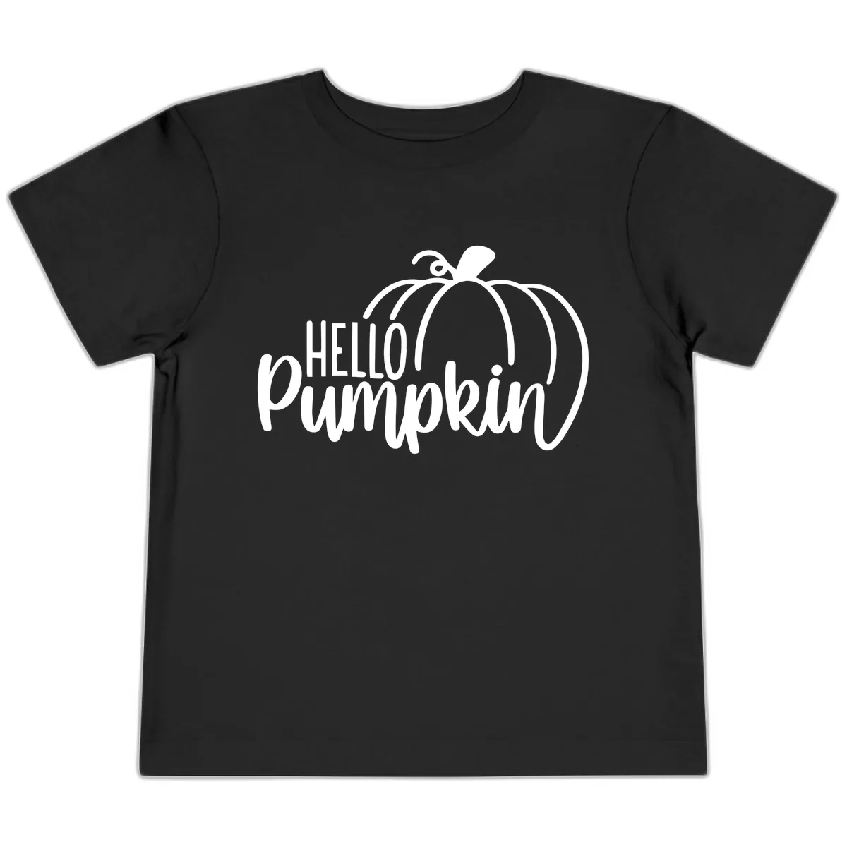 Hello Pumpkin Typography Design Toddler T-Shirt in Black