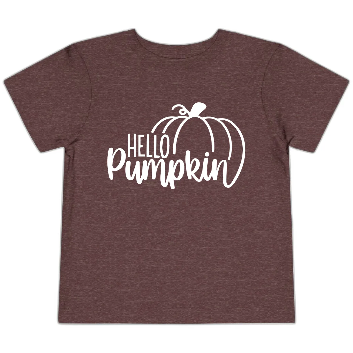 Hello Pumpkin Typography Design Toddler T-Shirt in Heather Maroon