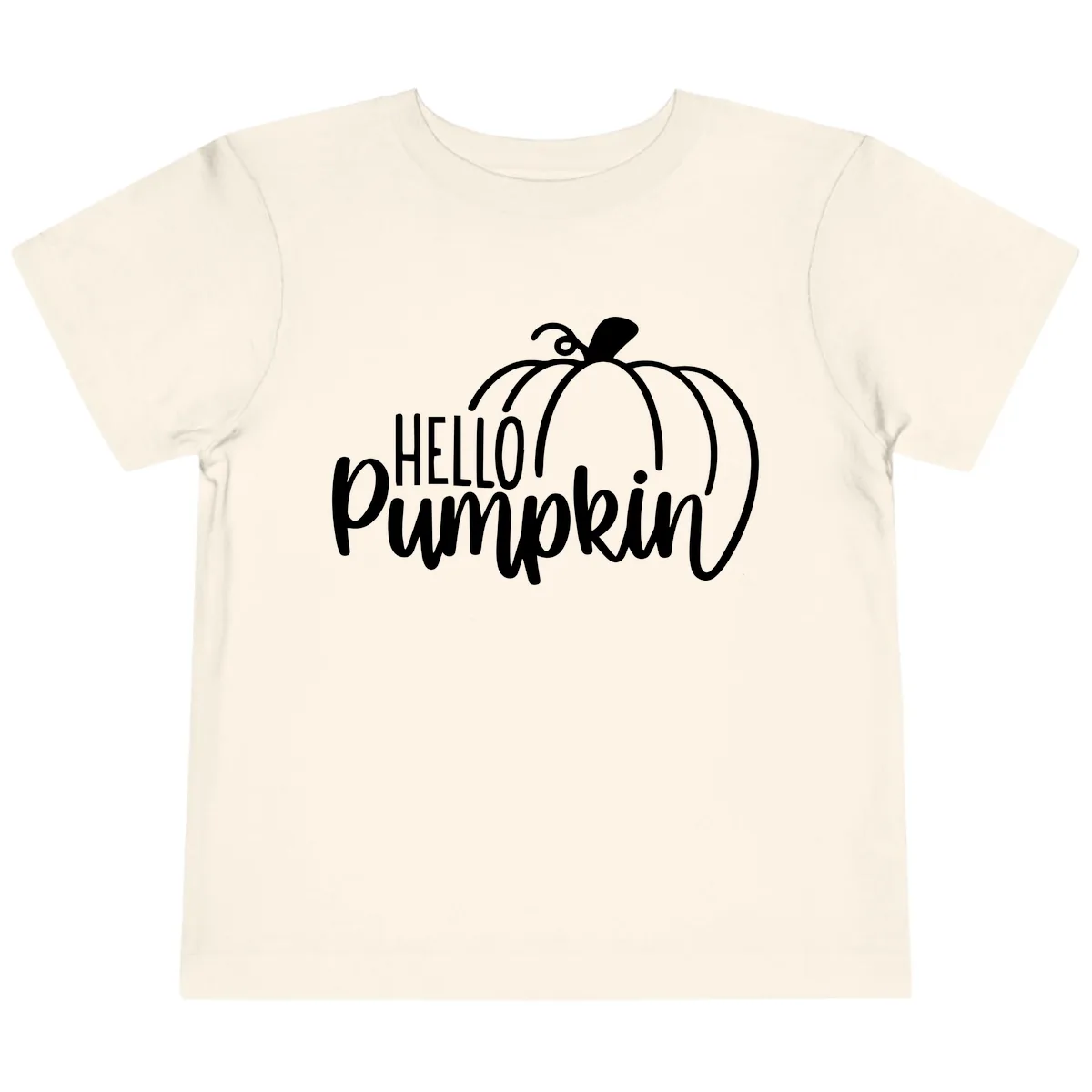 Hello Pumpkin Typography Design Toddler T-Shirt in Natural