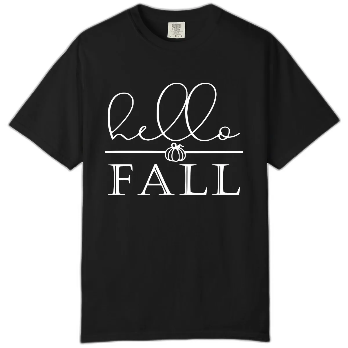 Hello Fall Pumpkin Graphic Comfort Color in Black