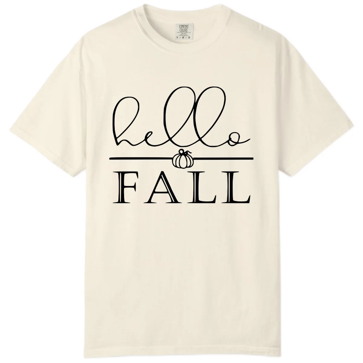 Hello Fall Pumpkin Graphic Comfort Color in Ivory