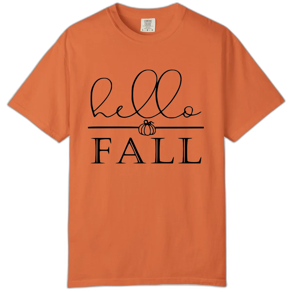 Hello Fall Pumpkin Graphic Comfort Color in Burnt Orange