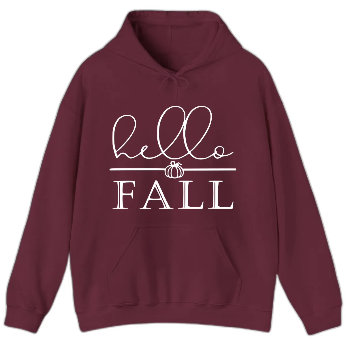 Hello Fall Pumpkin Graphic Hoodie in Maroon