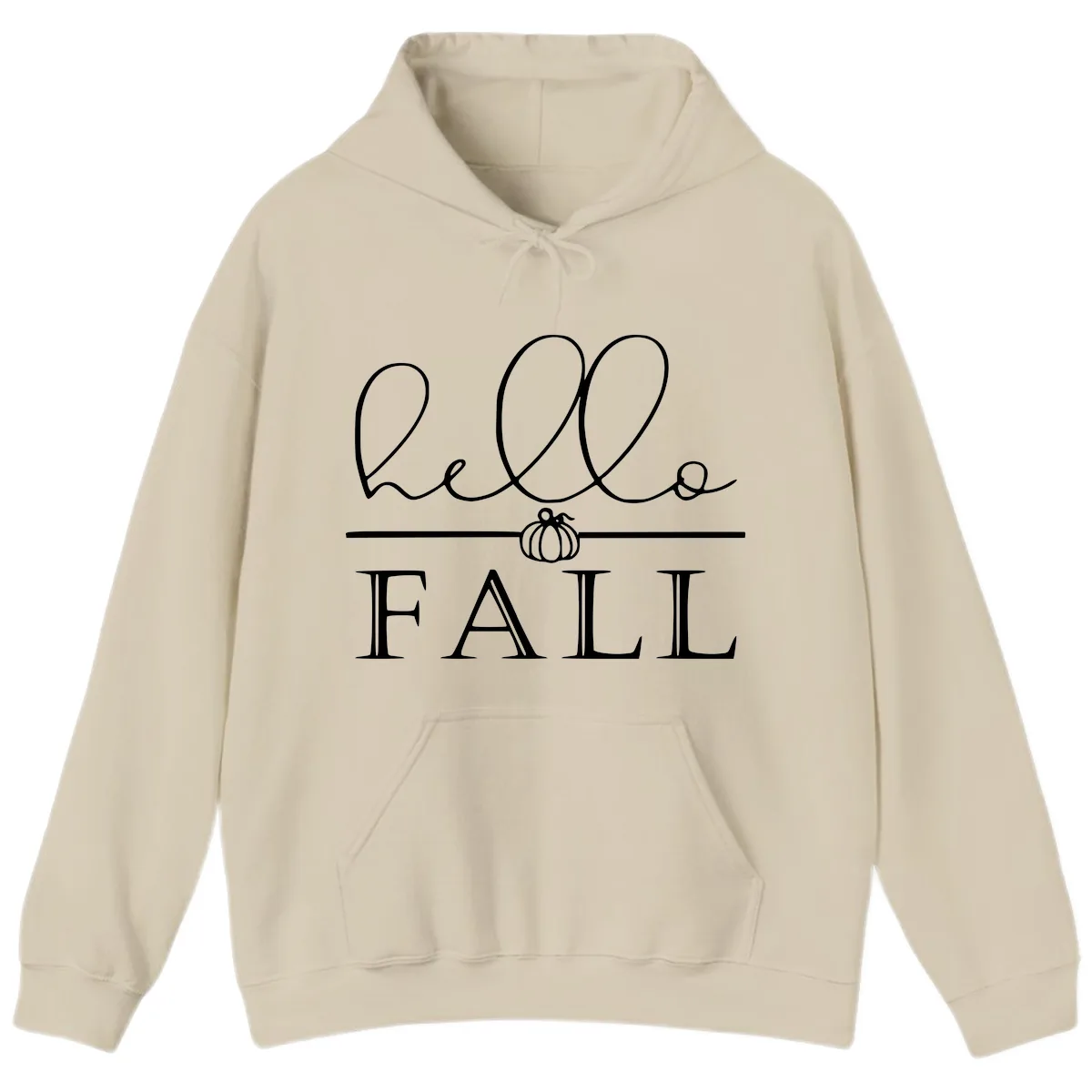 Hello Fall Pumpkin Graphic Hoodie in Sand