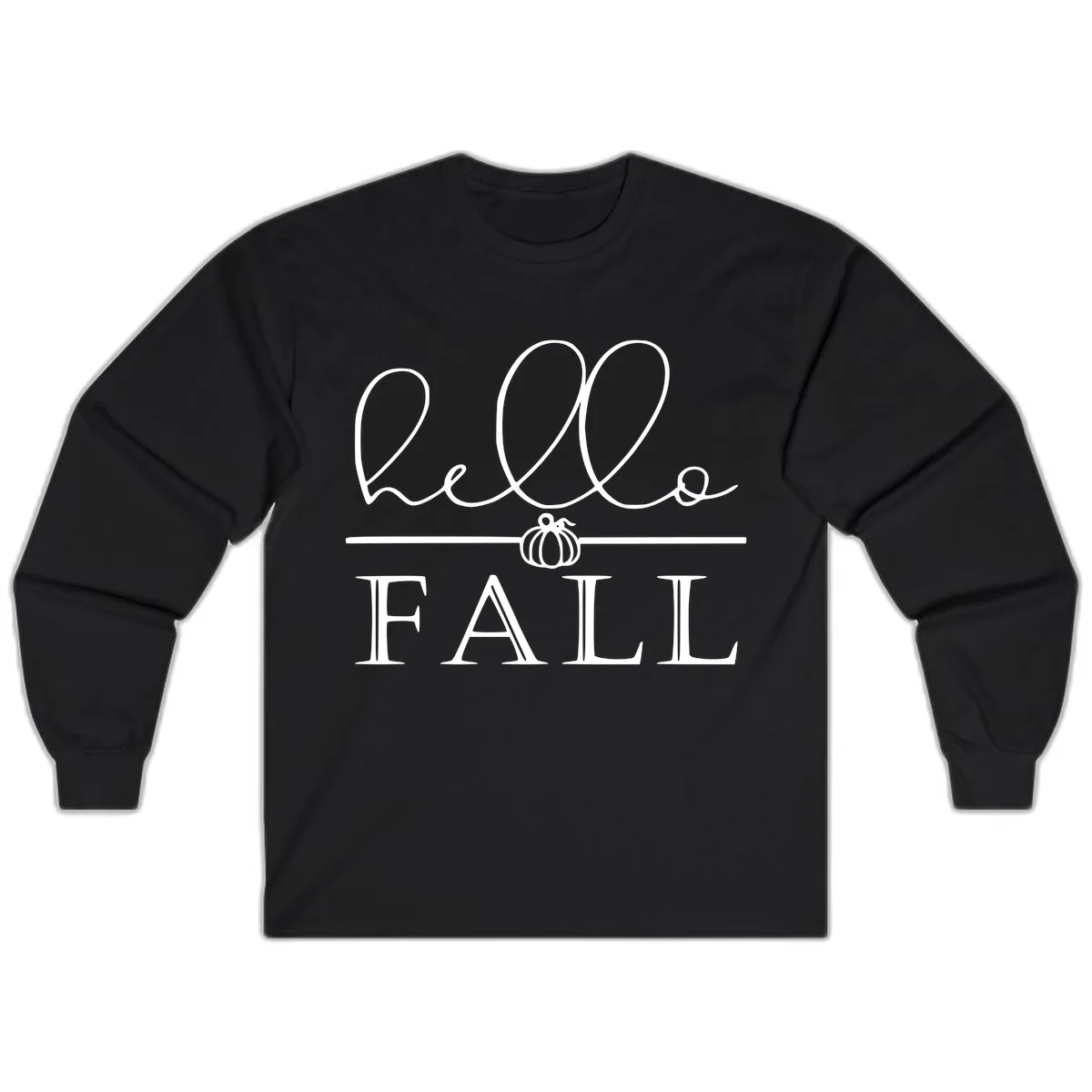 Hello Fall Pumpkin Graphic Long Sleeve in Black