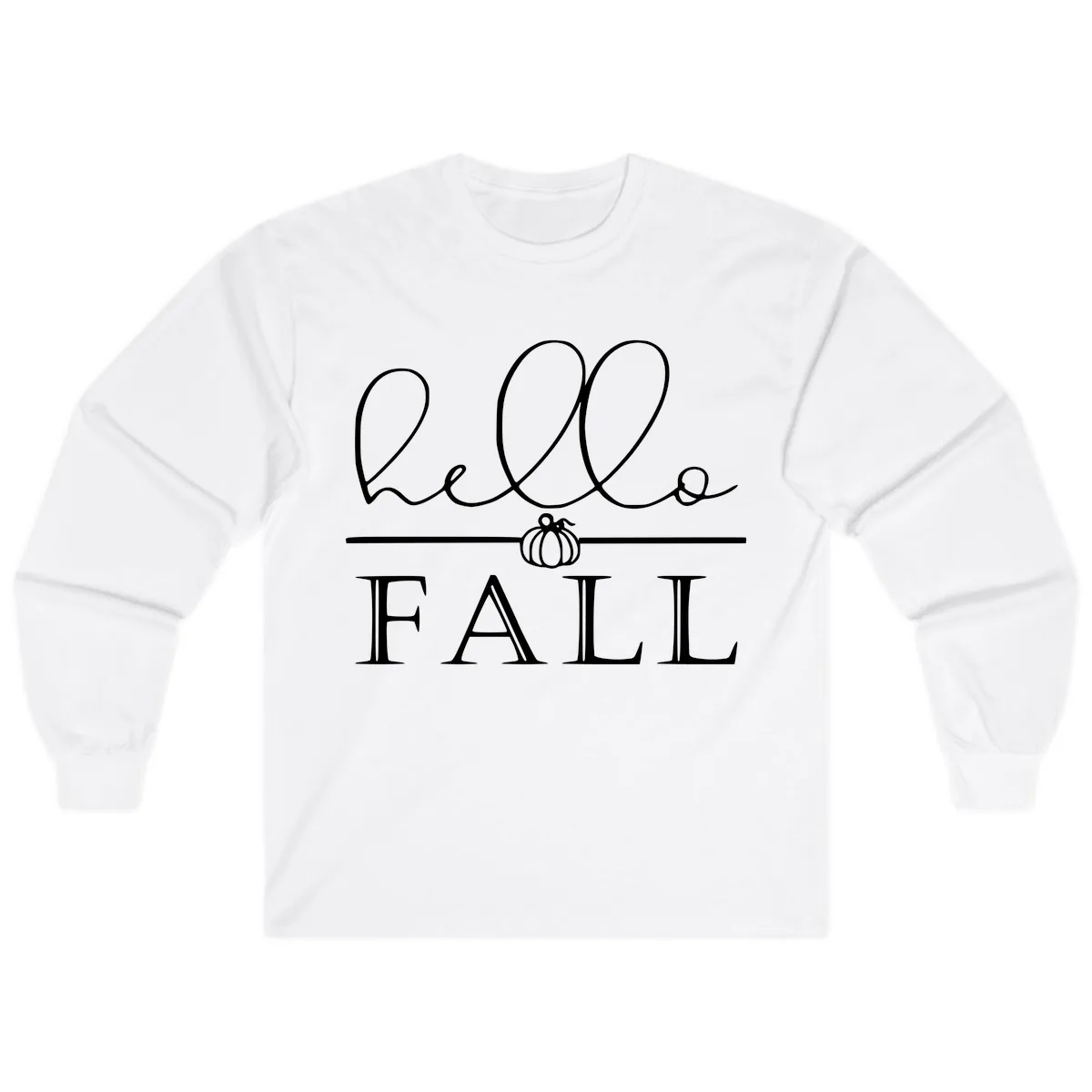 Hello Fall Pumpkin Graphic Long Sleeve in White