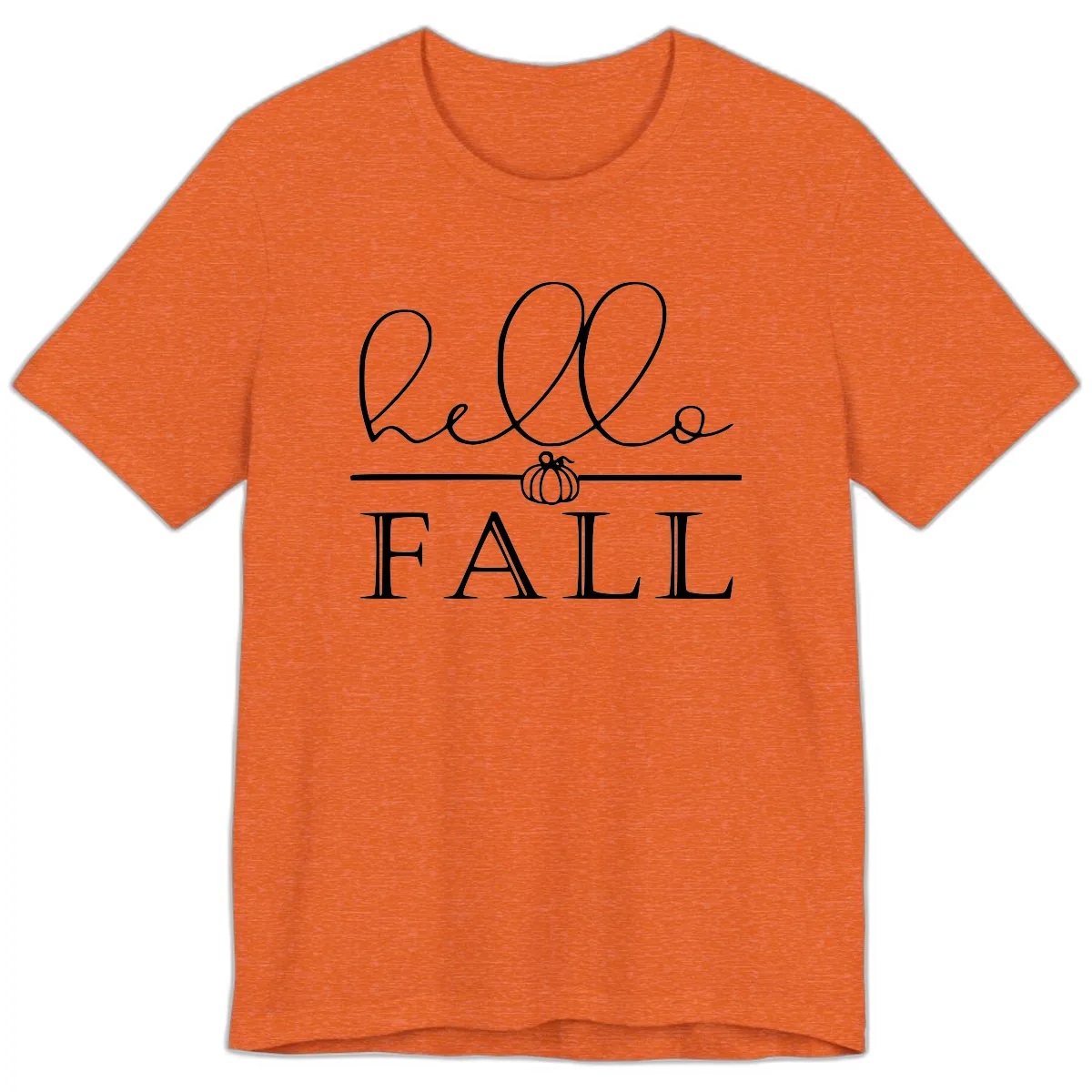 Hello Fall Pumpkin Graphic Premium T-Shirt in Heather Orange