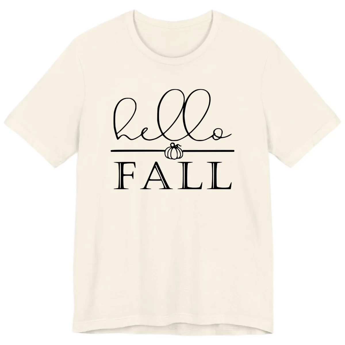 Hello Fall Pumpkin Graphic Premium T-Shirt in Natural