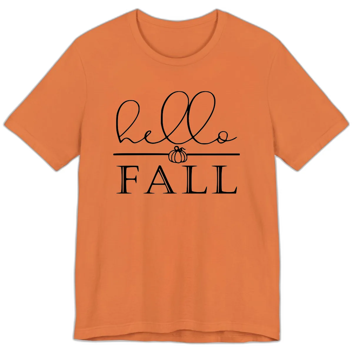 Hello Fall Pumpkin Graphic Premium T-Shirt in Burnt Orange
