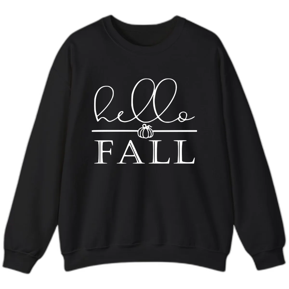Hello Fall Pumpkin Graphic Sweatshirt in Black