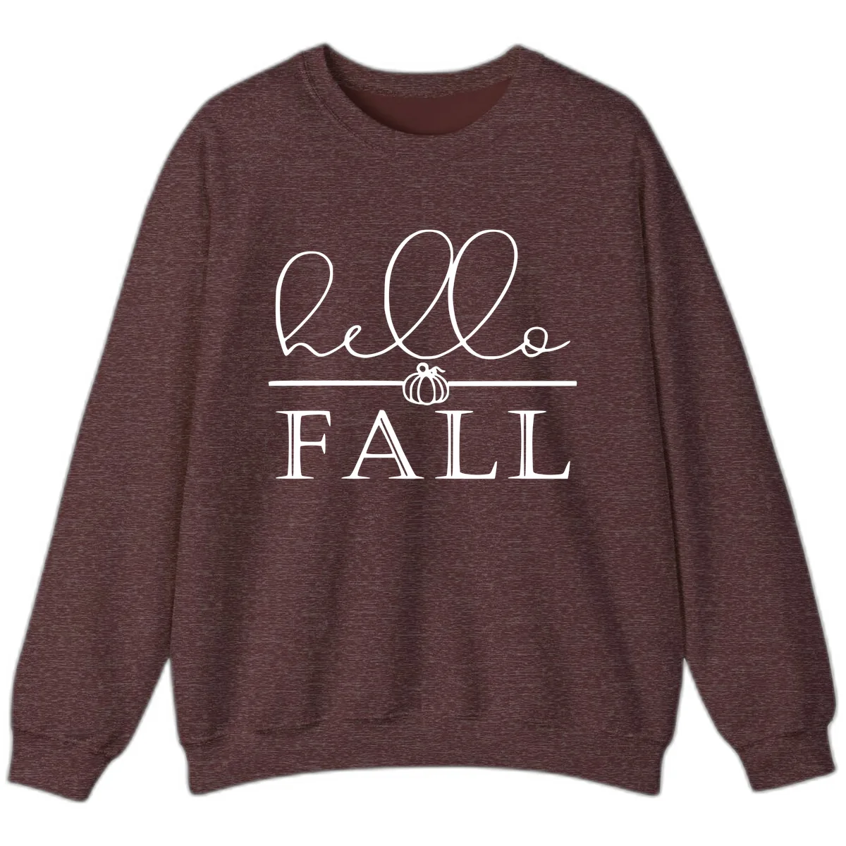 Hello Fall Pumpkin Graphic Sweatshirt in Heather Sport Dark Maroon