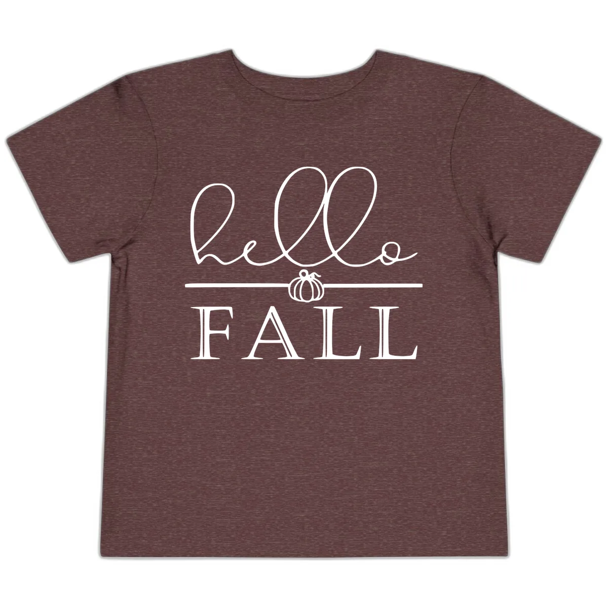 Hello Fall Pumpkin Graphic Toddler T-Shirt in Heather Maroon