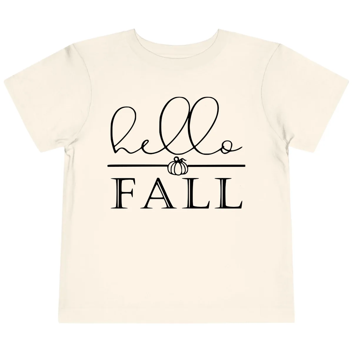 Hello Fall Pumpkin Graphic Toddler T-Shirt in Natural