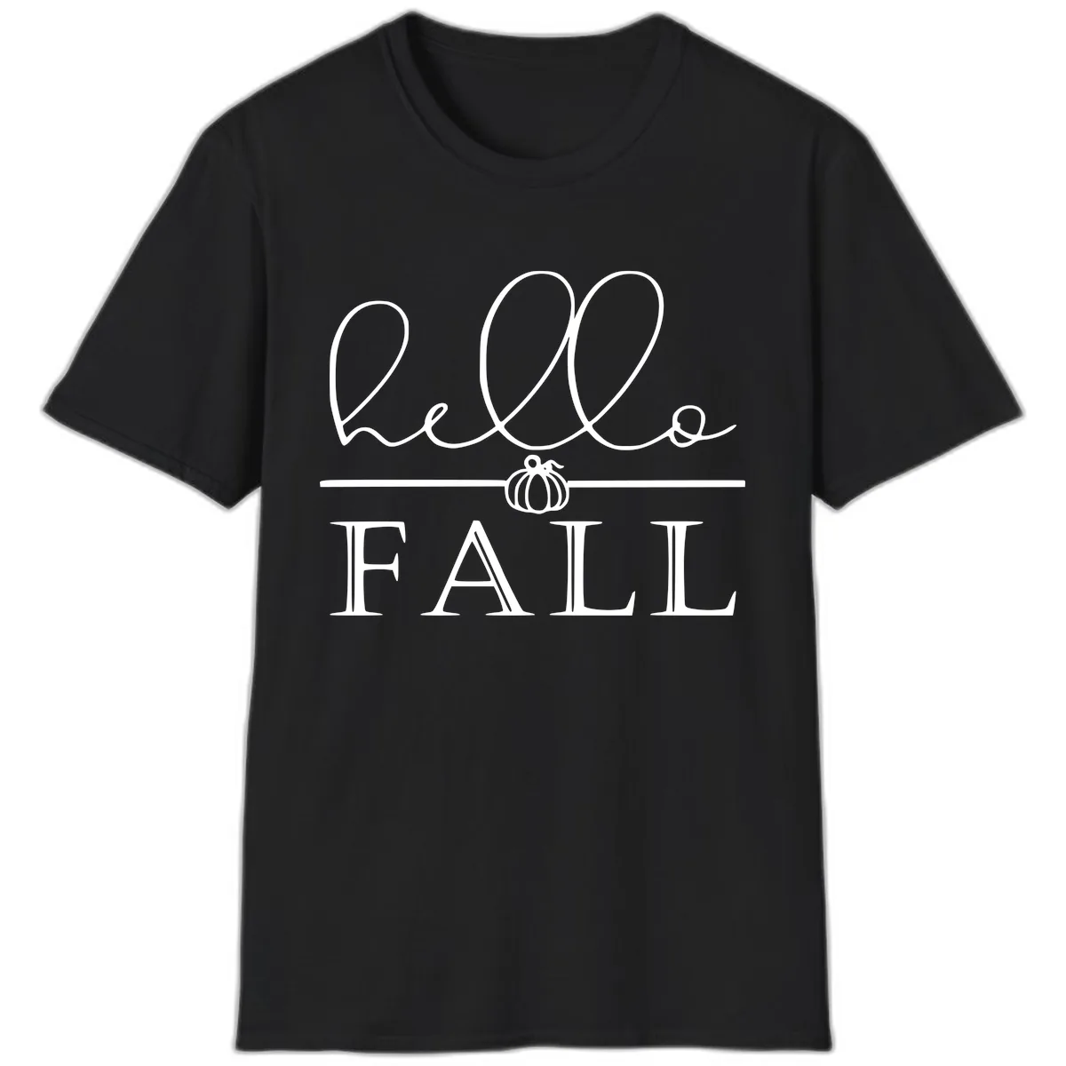 Hello Fall Pumpkin Graphic T-Shirt in Black