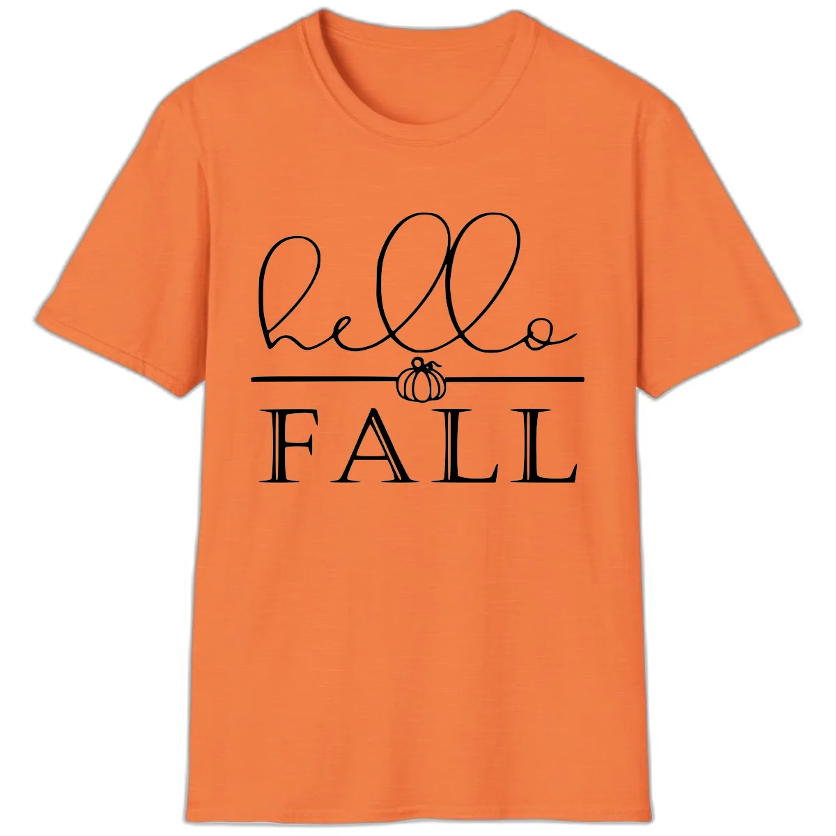 Hello Fall Pumpkin Graphic T-Shirt in Heather Orange