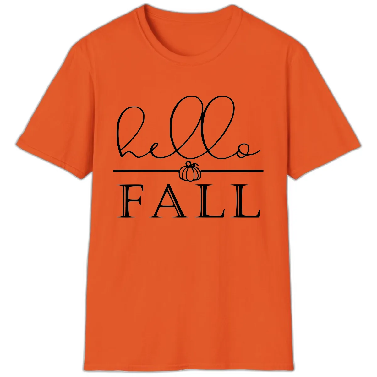 Hello Fall Pumpkin Graphic T-Shirt in Orange